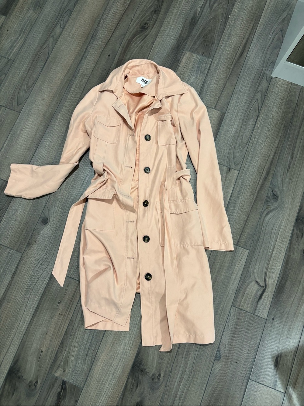 Jack by BB Dakota Pale Pink Trench Coat with Belt
